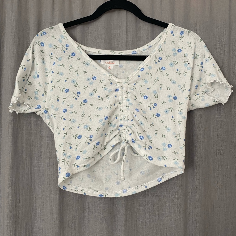 Colsie white tie up crop top